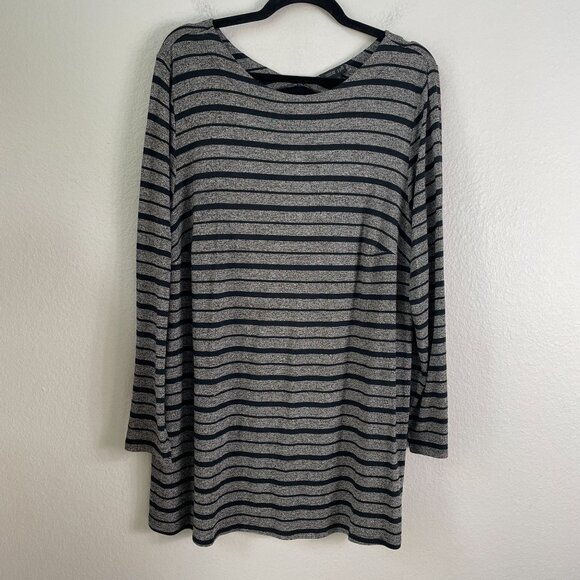 J Jill Wearever Collection Womens Plus 2X Striped Long Sleeve Tunic Top Stretch - Picture 1 of 8